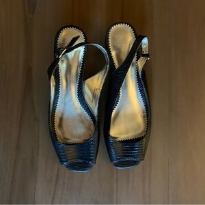 Faux Snake Skin Kitten Heels Wedges